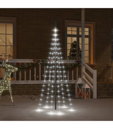 vidaXL Christmas Tree on Flagpole Cold white 108 LEDs 180 cm — Size: 180 x 70 cm, Model: straight shaped led lights