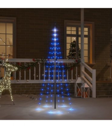 vidaXL Christmas Tree on Flagpole Blue 108 LEDs 180 cm — Size: 180 x 70 cm, Model: straight shaped led lights
