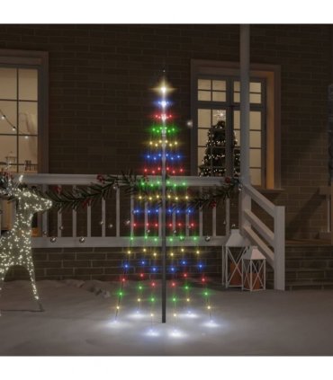 vidaXL Christmas Tree on Flagpole Colourful 108 LEDs — Colour: multicolour, Size: 180 x 70 cm, Model: straight shaped led lights