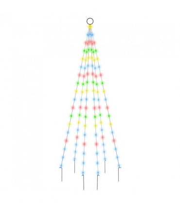 vidaXL Christmas Tree on Flagpole Colourful 108 LEDs — Colour: multicolour, Size: 180 x 70 cm, Model: straight shaped led lights