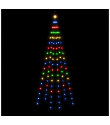 vidaXL Christmas Tree on Flagpole Colourful 108 LEDs — Colour: multicolour, Size: 180 x 70 cm, Model: straight shaped led lights