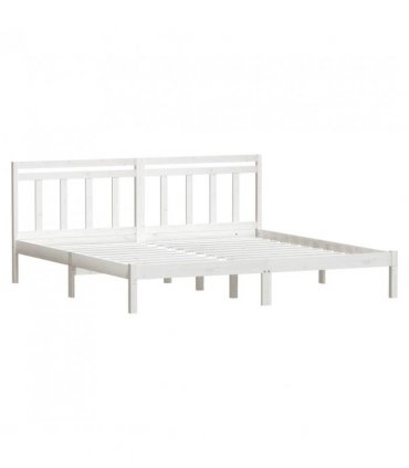 vidaXL Bed Frame without Mattress White Super King Solid Wood — Size: 180 x 200 cm