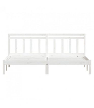 vidaXL Bed Frame without Mattress White Super King Solid Wood — Size: 180 x 200 cm