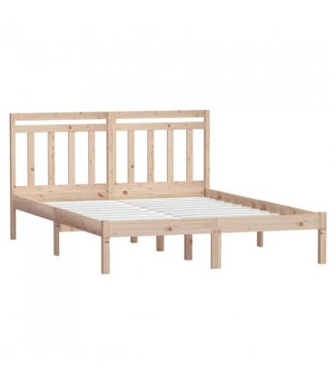 vidaXL Bed Frame | Natural Pine | Solid pine wood | Double | Decorative Inlays — Size: 135 x 190 cm