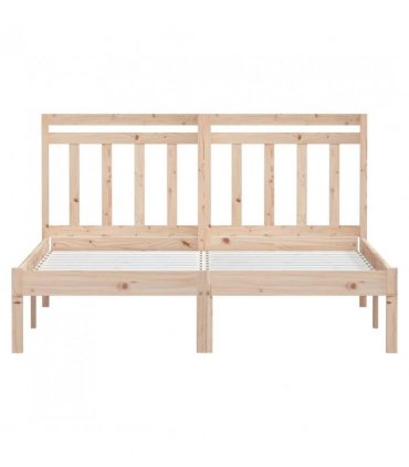 vidaXL Bed Frame | Natural Pine | Solid pine wood | Double | Decorative Inlays — Size: 135 x 190 cm