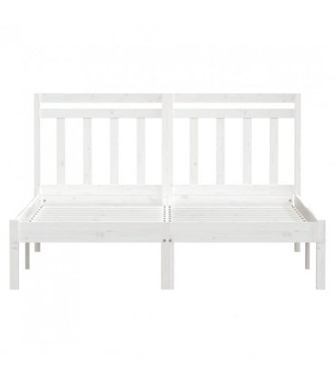 vidaXL Bed Frame | White | Solid pine wood | 135 x 190 cm | Durable | Bed Frame