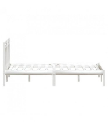 vidaXL Bed Frame | White | Solid pine wood | 135 x 190 cm | Durable | Bed Frame