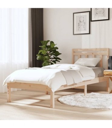 vidaXL Bed Frame | Natural wood | Solid pine wood | Small Single | Durable — Size: 75 x 190 cm