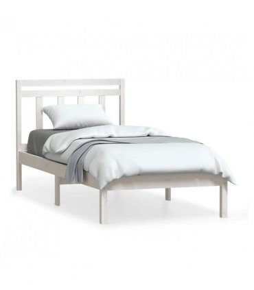 vidaXL Bed Frame | White | Solid pine wood | Single | Bed Frame | Rectangular — Size: 100 x 200 cm