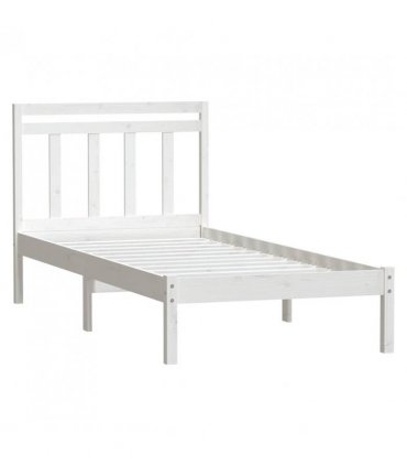 vidaXL Bed Frame | White | Solid pine wood | Single | Bed Frame | Rectangular — Size: 100 x 200 cm