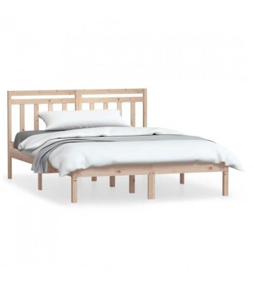 3100589 vidaXL Bed Frame without Mattress Solid Wood 140x200 cm (810017+814094) — Colour: Natural, Size: 140 x 200 cm