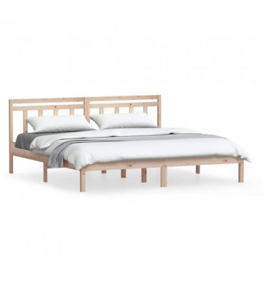 vidaXL Bed Frame without Mattress Super King Solid Wood — Colour: Natural, Size: 180 x 200 cm