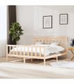 vidaXL Bed Frame | Natural Wood | Solid Pine Wood | Double | Decorative Inlays — Size: 160 x 200 cm