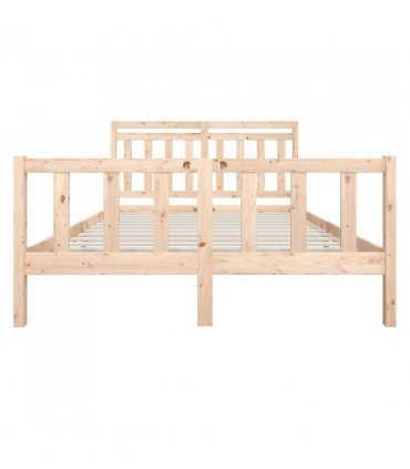 vidaXL Bed Frame | Natural Wood | Solid Pine Wood | Double | Decorative Inlays — Size: 160 x 200 cm