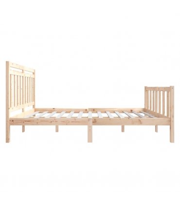 vidaXL Bed Frame | Natural Wood | Solid Pine Wood | Double | Decorative Inlays — Size: 160 x 200 cm