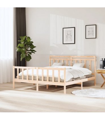 vidaXL Bed Frame without Mattress Super King Solid Wood — Size: 180 x 200 cm