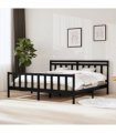 3100982 vidaXL Bed Frame without Mattress Black Solid Wood 200x200 cm (810106+814118) — Size: 200 x 200 cm