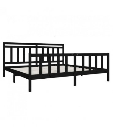 3100982 vidaXL Bed Frame without Mattress Black Solid Wood 200x200 cm (810106+814118) — Size: 200 x 200 cm