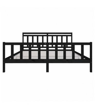 3100982 vidaXL Bed Frame without Mattress Black Solid Wood 200x200 cm (810106+814118) — Size: 200 x 200 cm