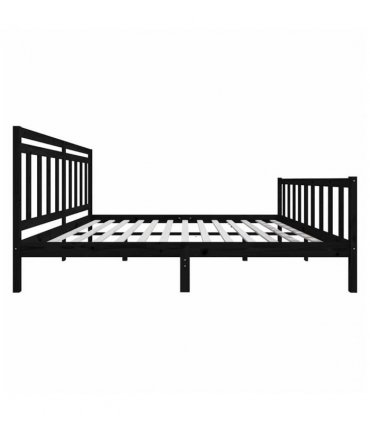 3100982 vidaXL Bed Frame without Mattress Black Solid Wood 200x200 cm (810106+814118) — Size: 200 x 200 cm