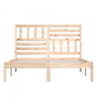 vidaXL Bed Frame | Pine | Solid pine wood | 140x200 cm | Decorative Inlays — Colour: natural, Size: 140 x 200 cm