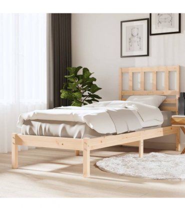 vidaXL Bed Frame | Wooden | Solid Pine Wood | Small Single | Bed Frame — Colour: natural, Size: 75 x 190 cm