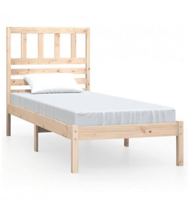 vidaXL Bed Frame | Wooden | Solid Pine Wood | Small Single | Bed Frame — Colour: natural, Size: 75 x 190 cm