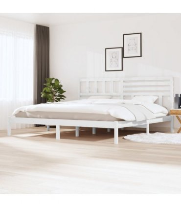 vidaXL Bed Frame | White | Solid Pine Wood | 200x200 cm | Durable | Bed Frame — Size: 200 x 200 cm