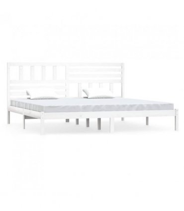 vidaXL Bed Frame | White | Solid Pine Wood | 200x200 cm | Durable | Bed Frame — Size: 200 x 200 cm
