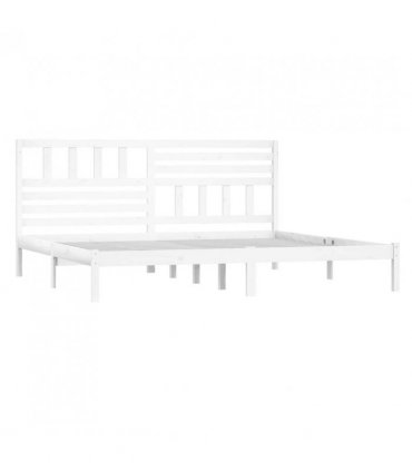 vidaXL Bed Frame | White | Solid Pine Wood | 200x200 cm | Durable | Bed Frame — Size: 200 x 200 cm