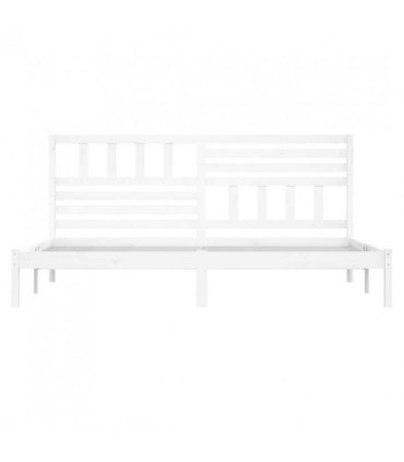 vidaXL Bed Frame | White | Solid Pine Wood | 200x200 cm | Durable | Bed Frame — Size: 200 x 200 cm