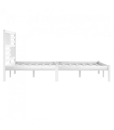 vidaXL Bed Frame | White | Solid Pine Wood | 200x200 cm | Durable | Bed Frame — Size: 200 x 200 cm