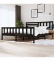 vidaXL Bed Frame | Black | Solid pine wood | 200 x 200 cm | Strong Build