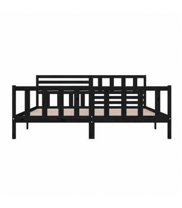 vidaXL Bed Frame | Black | Solid pine wood | 200 x 200 cm | Strong Build