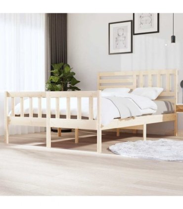 3101153 vidaXL Bed Frame without Mattress Solid Wood 140x200 cm (810082+814144) — Colour: natural, Size: 140 x 200 cm
