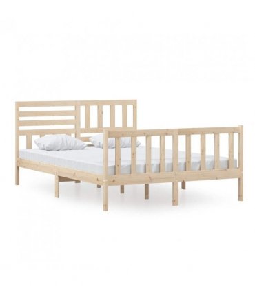3101153 vidaXL Bed Frame without Mattress Solid Wood 140x200 cm (810082+814144) — Colour: natural, Size: 140 x 200 cm
