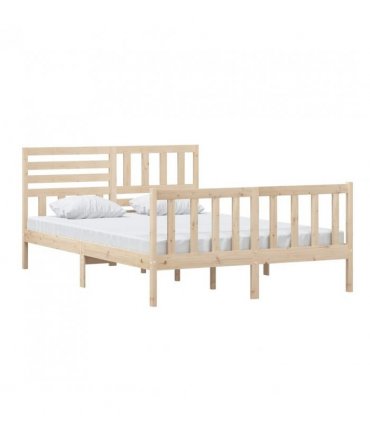 3101153 vidaXL Bed Frame without Mattress Solid Wood 140x200 cm (810082+814144) — Colour: natural, Size: 140 x 200 cm