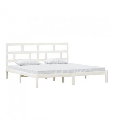 vidaXL Bed Frame | White | Solid Pine Wood | 200x200 cm | Durable | Bed Frame — Size: 200 x 200 cm — V0671951988