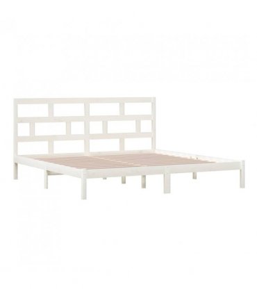 vidaXL Bed Frame | White | Solid Pine Wood | 200x200 cm | Durable | Bed Frame — Size: 200 x 200 cm — V0671951988