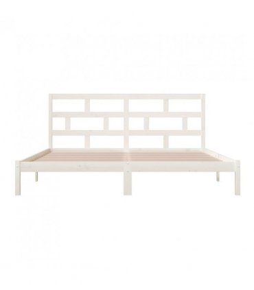 vidaXL Bed Frame | White | Solid Pine Wood | 200x200 cm | Durable | Bed Frame — Size: 200 x 200 cm — V0671951988