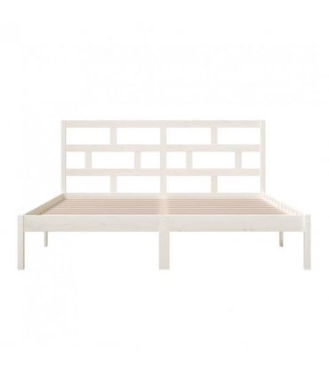 vidaXL Bed Frame | White | Solid Pine Wood, Plywood | Super King — Size: 180 x 200 cm