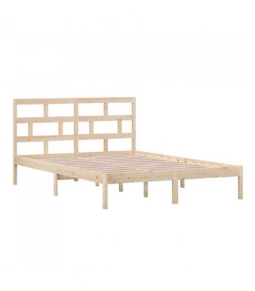 vidaXL Bed Frame | Natural Pine | Solid Pine Wood | 140 x 200 cm | Rectangular