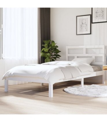 vidaXL Bed Frame | White | Solid Pine Wood | Single | Single Bed Frame — Size: 90 x 200 cm