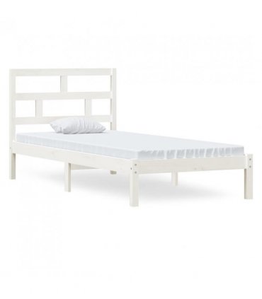 vidaXL Bed Frame | White | Solid Pine Wood | Single | Single Bed Frame — Size: 90 x 200 cm