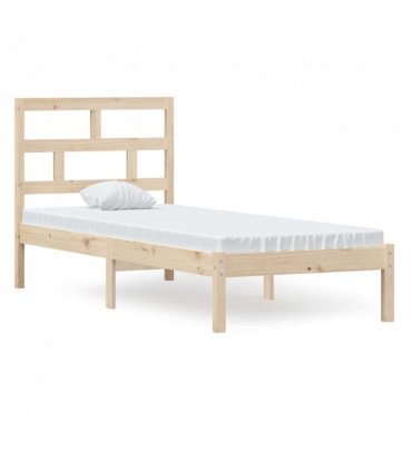 vidaXL Bed Frame | Natural Wood | Solid Pinewood | Small Single | Modern — Size: 75 x 190 cm