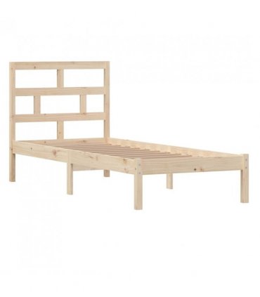 vidaXL Bed Frame | Natural Wood | Solid Pinewood | Small Single | Modern — Size: 75 x 190 cm