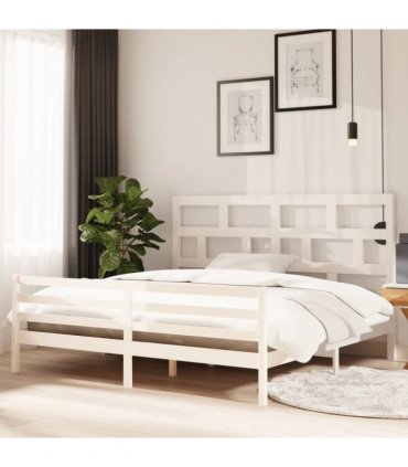 vidaXL Bed Frame | White | Solid Pine Wood | Double | Durable | Bed Frame — Size: 200 x 200 cm