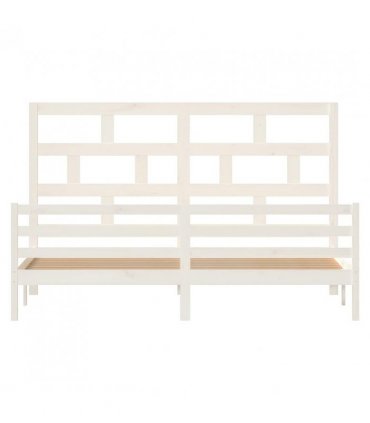 vidaXL Bed Frame | White | Solid Pine Wood | Double | Durable | Bed Frame — Size: 200 x 200 cm