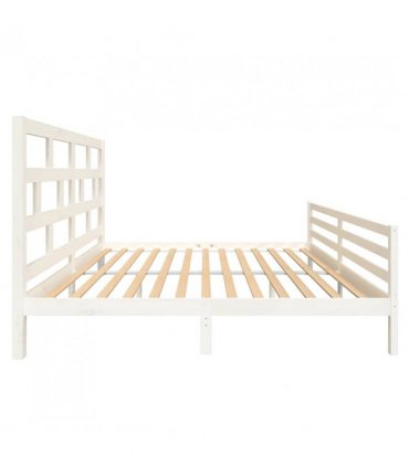 vidaXL Bed Frame | White | Solid Pine Wood | Double | Durable | Bed Frame — Size: 200 x 200 cm