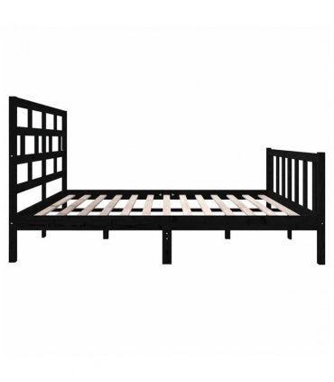 vidaXL Bed Frame | Black | Solid pine wood | 135x190 cm | Durable | Bed Frame — Size: 135 x 190 cm